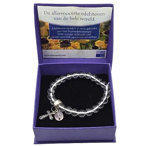 Armband Bergkristal & Rozenkwarts met Kruisje