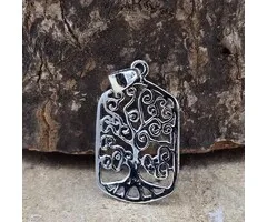 Tree of life hanger zilver rechthoek