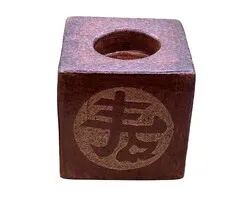 Kubus Theelichthouder met Lang Leven Symbool