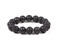 Armband lavasteen elastisch 12 mm