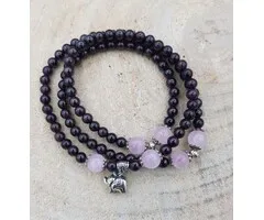 Armband/ketting met bedeltje rode granaat elastisch