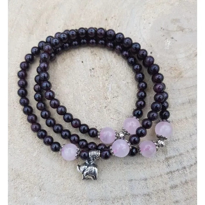 Armband/ketting met bedeltje rode granaat elastisch