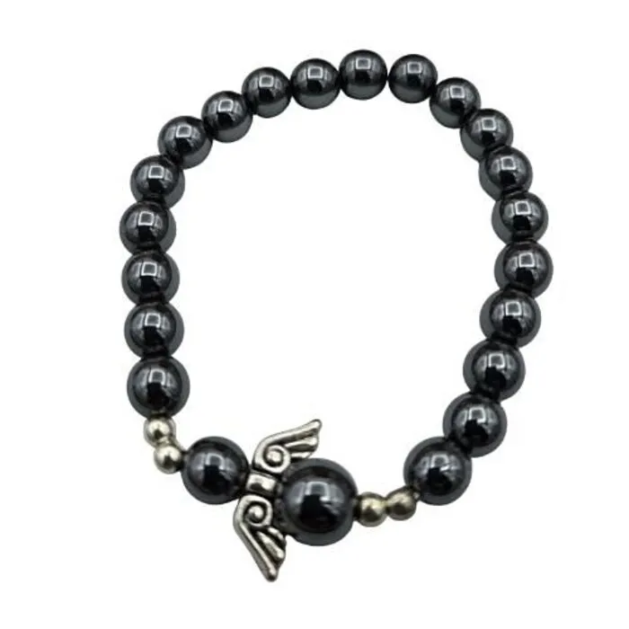 Armband hematiet met engel