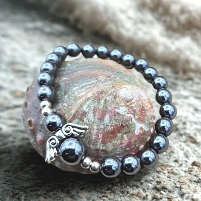 Armband hematiet met engel