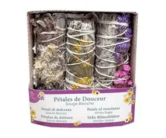 Set van 3 witte salie smudge en bloemblaadjes