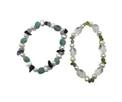 Set van 2 Edelsteen Armbandjes – Bergkristal & Amazoniet