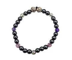Hematiet Armband met Roze & Paarse Facetkralen