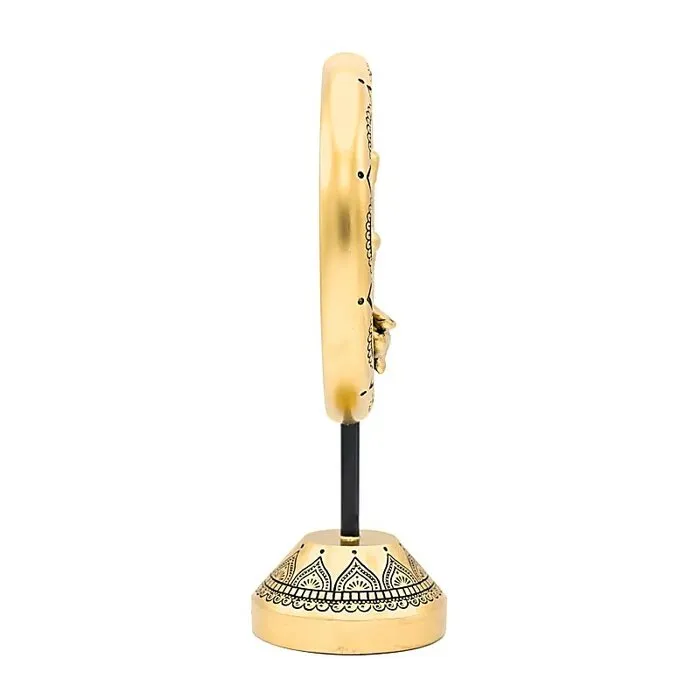 Deco Yoga meditatie rond op voet goudkleurig