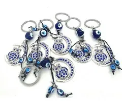 Blauwe Boze Oog Sleutelhangerset Uil op Maan