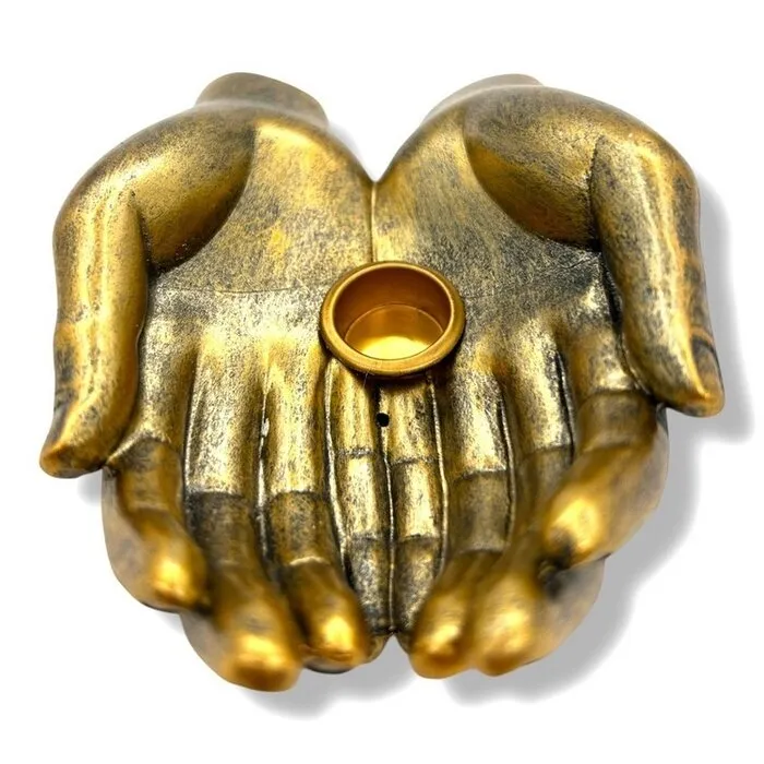 Wierookhouder handen voor Stokjes & Kegels bronskleurigdra