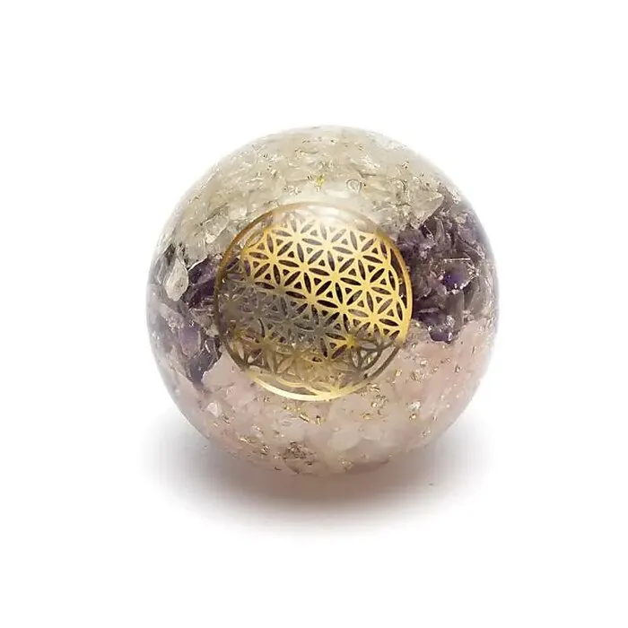 Orgoniet bol gouden driehoek met Bloem des Levens