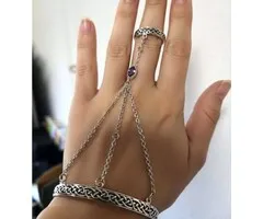 Keltische stijl slavenarmband met ring zilver