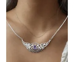 Keltische knoop halsketting met Amethyst steentje