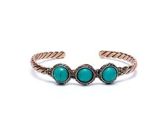 Gedraaide armband turquoisekleurige stenen