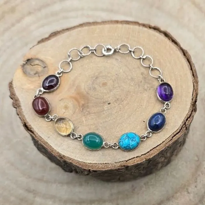 925 Sterling Zilveren Chakra Armband met 7 Edelstenen – Balans & Energie