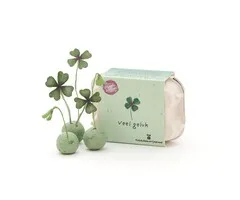 Veel geluk! Klavertjes in eierdoosje