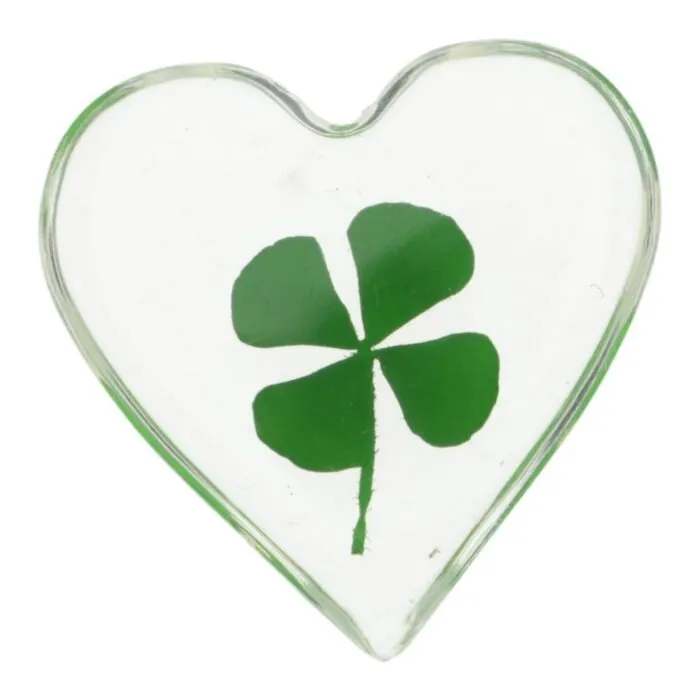 Geluksmuntje Klavertje vier hartvorm - met kaartje