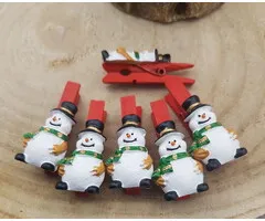 Kerst knijpertjes sneeuwpop 6 stuks