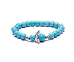 Armband Turquoise met engel 8 mm