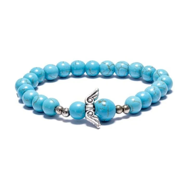 Armband Turquoise met engel 8 mm