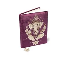 Notitieboek fluweel paars met Ganesha
