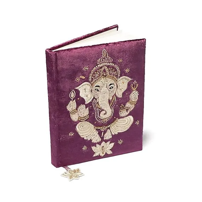 Notitieboek fluweel paars met Ganesha