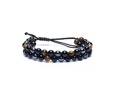 Armband hematiet obsidiaan tijgeroog verstelbaar