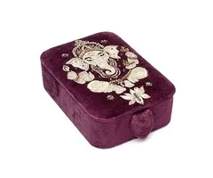 Sieraden / tarotdoos fluweel paars met Ganesha