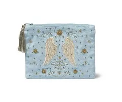Etui fluweel blauw met engelenvleugels