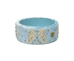 Sieradenbakje fluweel blauw met engelenvleugels