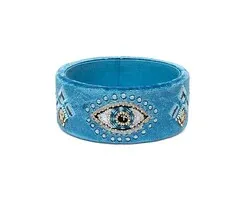 Sieradenbakje fluweel blauw met Alziend Oog