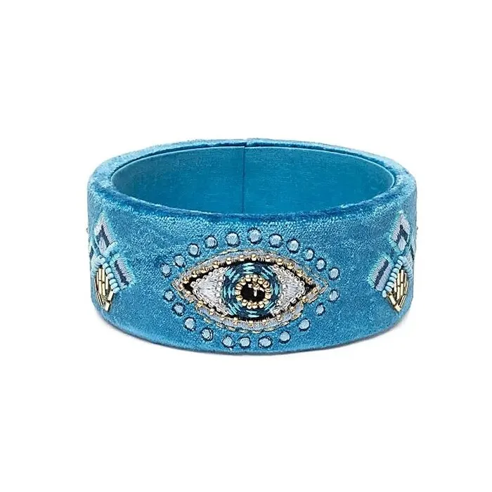 Sieradenbakje fluweel blauw met Alziend Oog