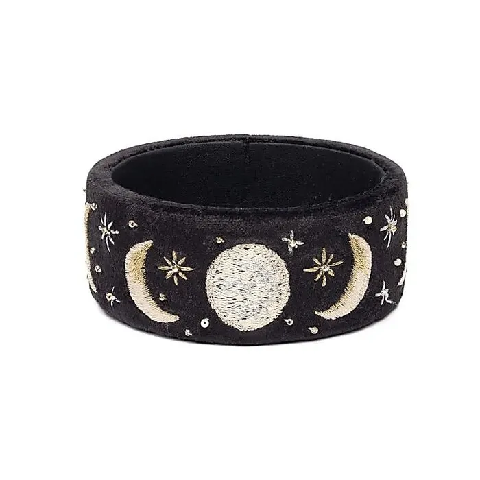 Sieradenbakje fluweel zwart met maanfasen