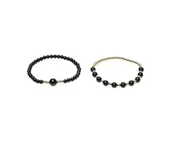 Armband zwarte toermalijn & hematiet set van 2