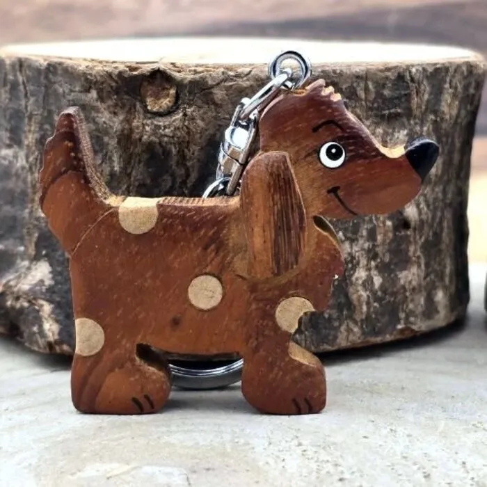 Sleutelhanger hond hout