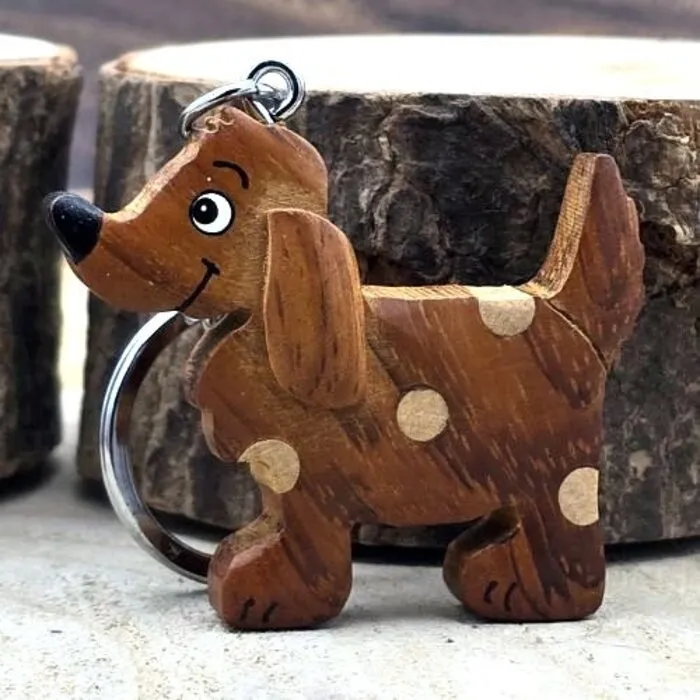 Sleutelhanger hond hout