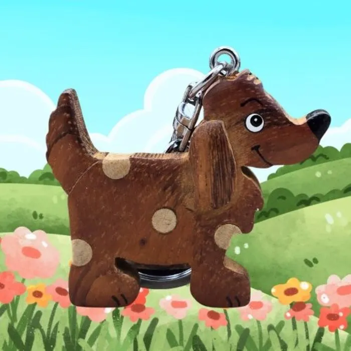 Sleutelhanger hond hout