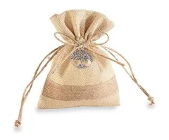 Jute zakje met metalen levensboomhanger