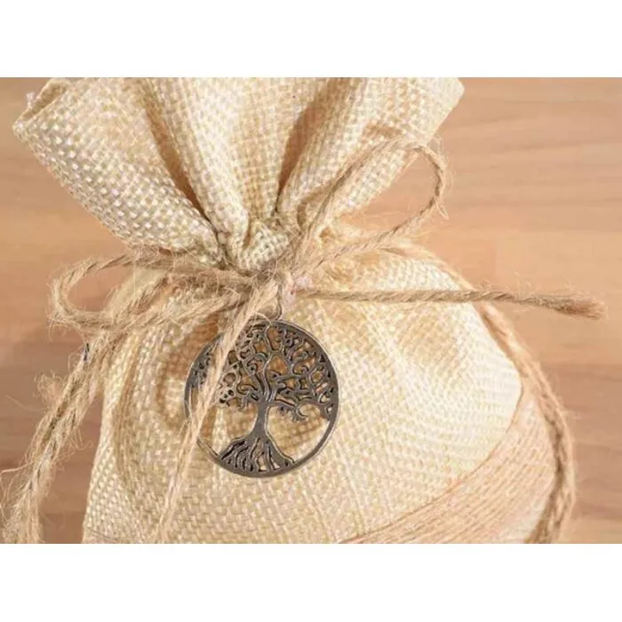 Jute Zakje met Levensboomhanger | Spiritueel Cadeauzakje