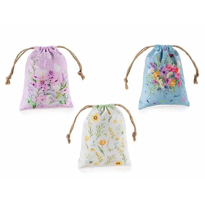 3x Stoffen Zakjes met Bloemenprint - Ideaal voor sieraden en edelstenen