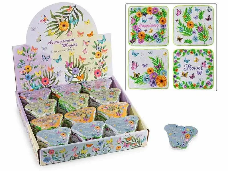 Magic handoek vlinder met bloemen