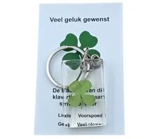Sleutelhanger Klavertje Vier – Geluksbrenger met Kaartje