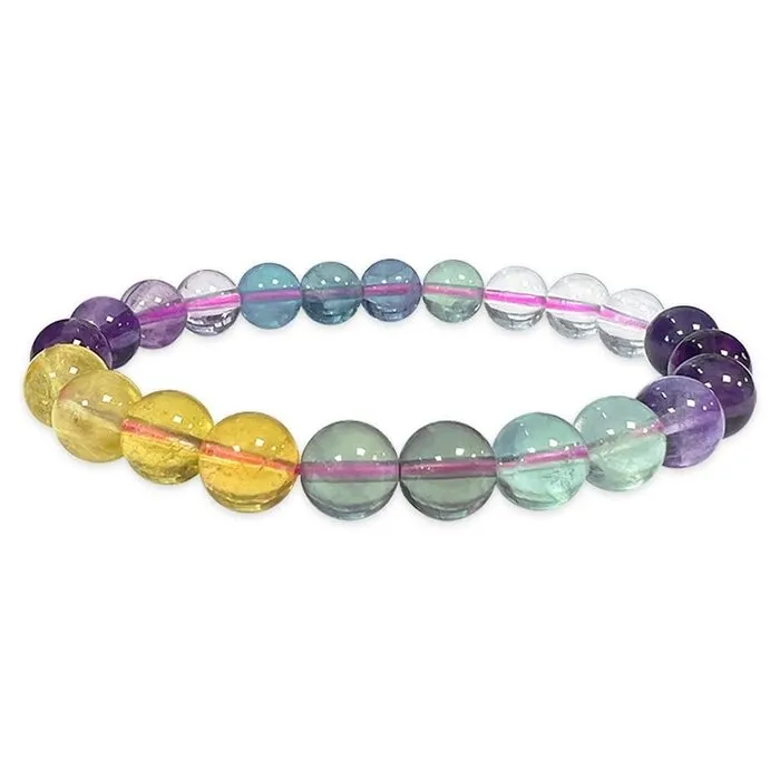 Fluoriet Armband 8 mm AAA | Veelkleurige Edelsteen Armband