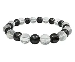 Armband van hematiet en bergkristal 8mm