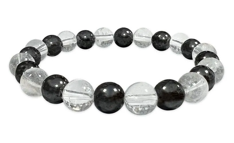Armband van hematiet en bergkristal 8mm