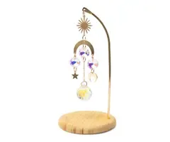Suncatcher op houten voet zon, maan en ster