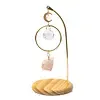 Suncatcher op houten voet maan met rozenkwarts