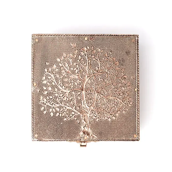 Sieradendoos Levensboom Koperkleur | Decoratief Opbergdoosje