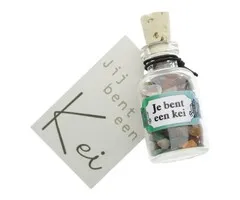 Jij bent een kei - flesje met edelstenen