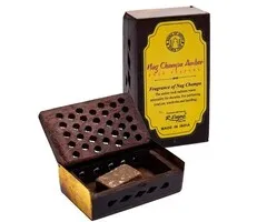 Wierookhars Nag Champa/Amber in houten doosje